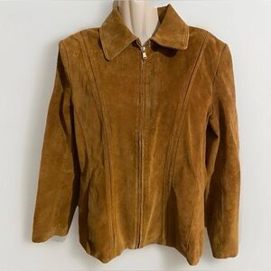 Bernardo size S tan light brown full zip suede leather jacket